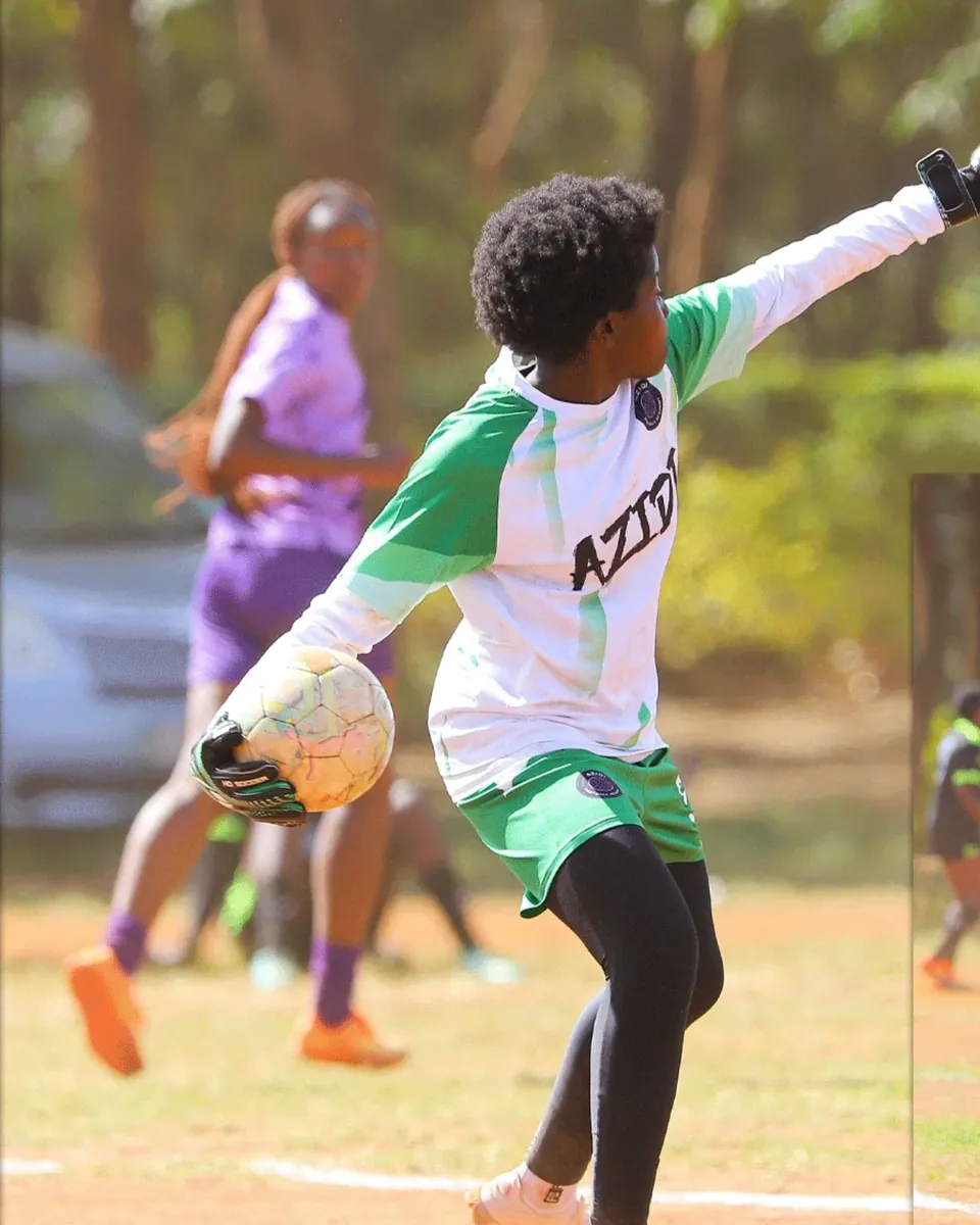 A player striking the ball cleanly on the run